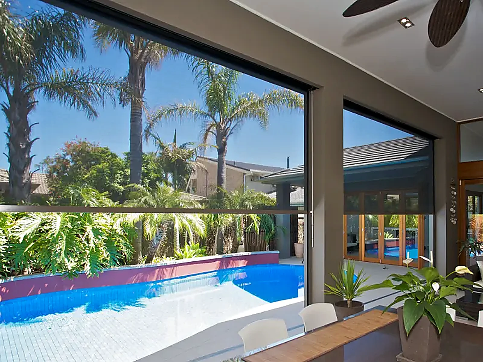 Zipscreen external blinds shading a patio in Cairns